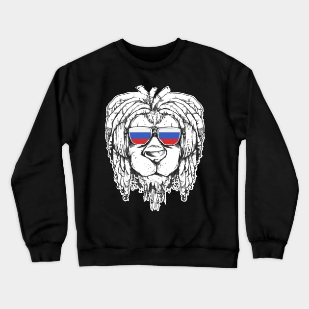 Rasta Reggae Lion Russia Gift Rastafari Crewneck Sweatshirt by Pummli